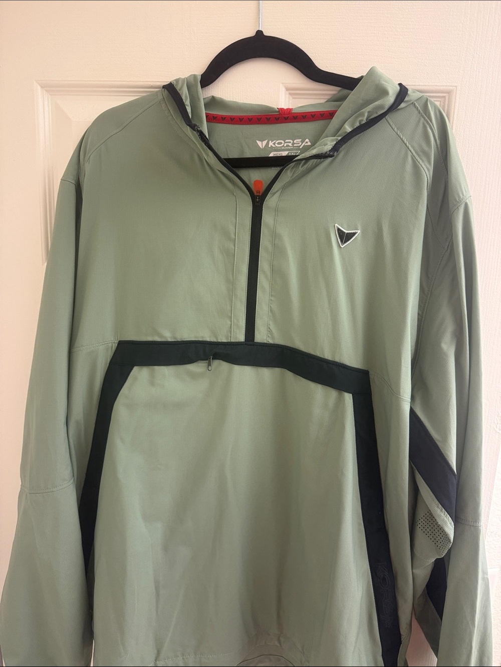 KORSA Men's Light Sage Green Hooded Lightweight Pullover Jacket